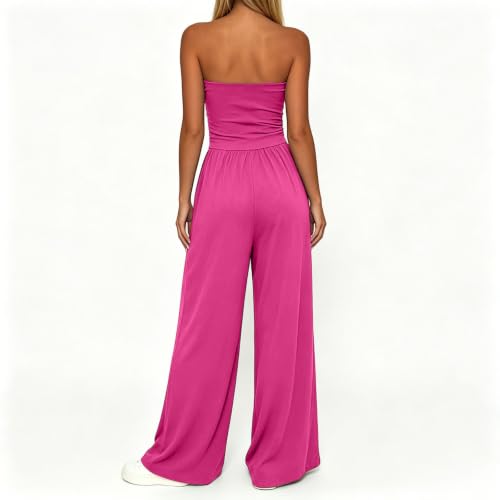 Combinaison bustier froncé jambes larges pour une silhouette d'été fluide