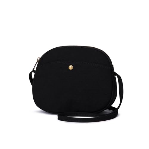 Canvas Round Crossbody Bag for Women Adjustable Length Fashionable and Spacious Women Crossbody Bags