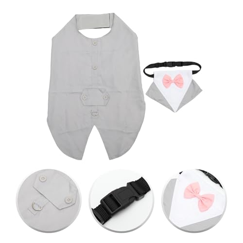 Disfraz de perro esmoquin para boda con pañuelo gris, talla M miniatura 7