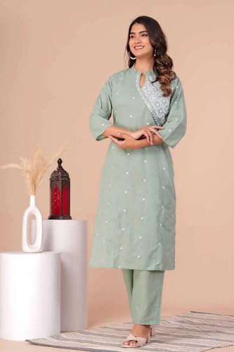 FABNEX Kurta Set for Women | Women Embroidered Kurta Set | Women Kurta Sets Kurtis | Women Kurta Pant Set (K-34-38)
