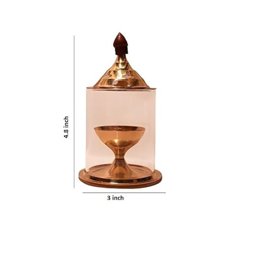 Heaven Decor Brass and Glass akhand Diya with Cover