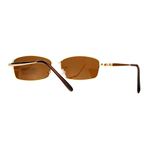 Oval Rectangular Sunglasses Unisex Classic Thin Metal Frame UV 4003