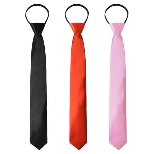 Image of Luckyvestir Womens Tie, Pre Tied Black /Red Ties for Women Adjustable Zipper Womens Necktie
