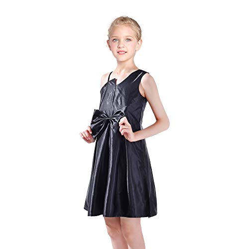 Sunny Fashion Girls Dress Satin Bow Tie One-Shoulder Party Size 6-122