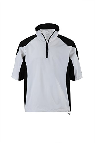 Woodworm Golf Mens Waterproof Rain Jacket Top  Short Sleeve Pullover Wind Top  European Fit Wht M