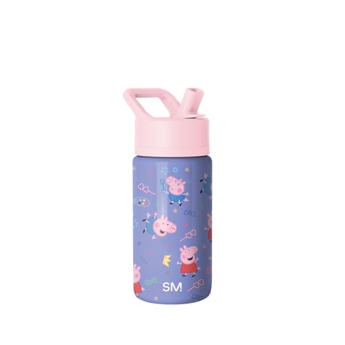 Simple Modern Peppa Pig Kids Water Bottle with Straw Lid | 14oz Insulated Stainless Steel Kids Tumbler & Spill Proof Toddler Cup for School Girls Boys | Summit | Peppa Pig Bubbles