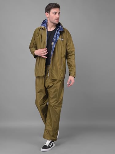 Image of Dollar Rainguard Men's Reversible Full Sleeve Solid Raincoat Set With Adjustable Hood and Pocket