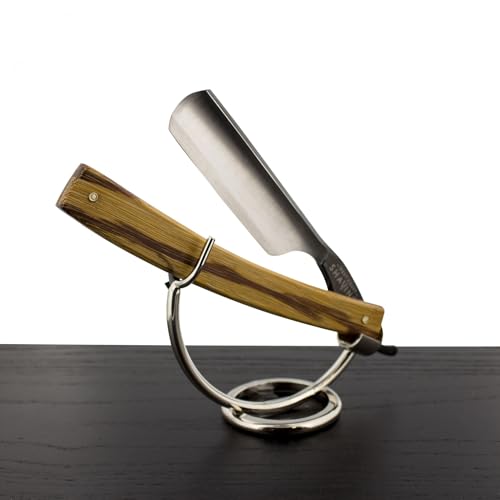 West Coast Shaving Marbled Wood Straight Razor, 6/8 Carbon Steel