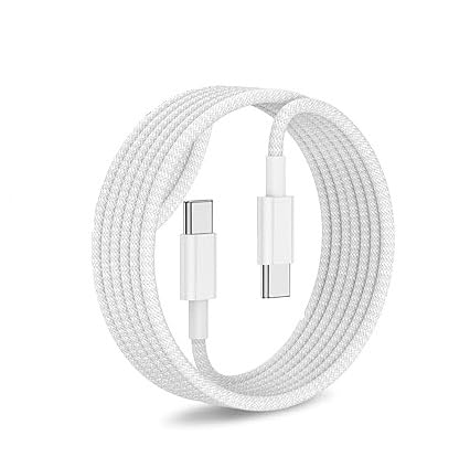 Image of etguuds iPhone 15 C To C 60W Woven Braided Charging 1M Cable For 15 /15 Pro / 15 Plus / 15 Pro Max Etguuds,White