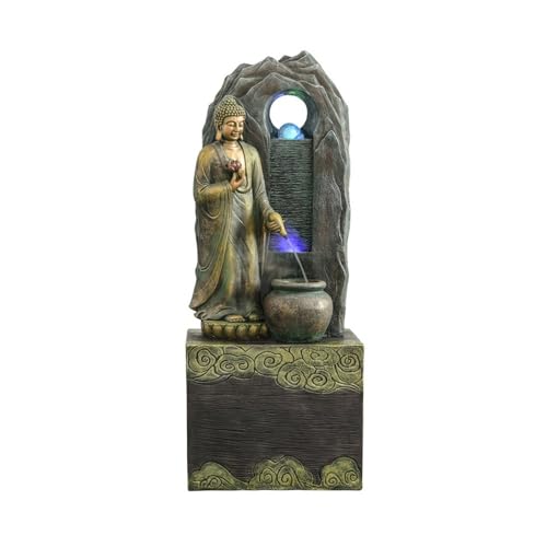Jingzai202405 Indoor Floor Fountain Fortune-attracting Water Fountain Floor-Standing Ornaments Circulating Water Living Room Feng Shui Wheel Water Fountain