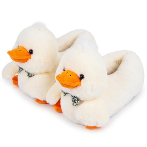 ARELUX Animal Slippers Cotton Adult Unisex Cute Novelty Duck Goose Chicken Plush House Shoes with Non-Slip Sole Warm Fuzzy Lining for Indoor Outdoor Cosplay Party Gift