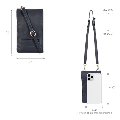 Image of Oak Leathers Small Crossbody Bag For Women - Mini Cell Phone Purse - Crossover Wallet Bag With Adjustable Shoulder Strap