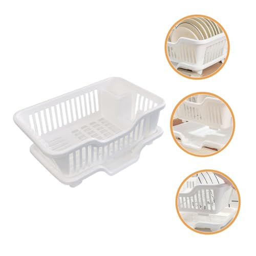 Práctico escurridor de platos hecho de material multifuncional que ahorra espacio, diseño blanco, fácil de montar, escurridor de platos de cocina para fregaderos y superficies de trabajo