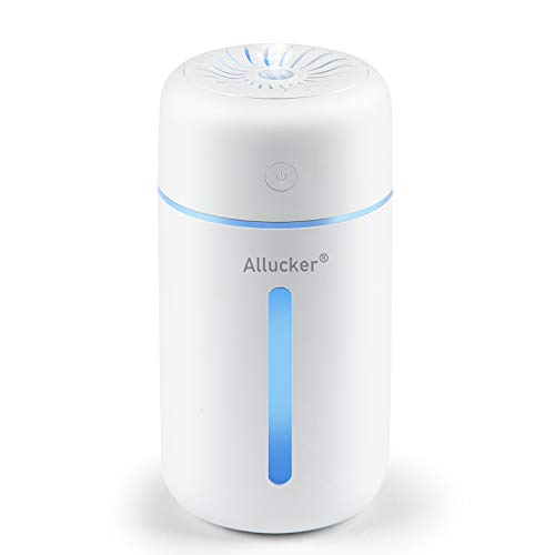 加湿器 卓上 小型 【2020増強版&充電式1200mAh大容量バッテリー＆綿棒4本付き】 車用加湿器 LEDライト 350ml 大容量 清潔感 シンプルなデザイン 卓上加湿器 ミニ加湿器 超音波式 超静音 除菌 連続加湿 ペットボトル 車 アロマ 空気浄化機 空焚き防止 水漏れ防止 部屋 車載 (ホワイト)