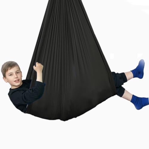 Image of Sensory Swing for Kids & Adults, Therapy Joy Swing for Autism, ADHD, SPD, Snuggle Swing Holds up to 300lbs has a Calming Effect on Children with Sensory Needs (Black, only Fabric)
