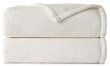 Casual Living Full/Queen Fleece Blanket Fluffy Soft Warm Cozy Bed Blankets for Bedroom Decor Plush Thick Fuzzy Oversized Big Flannel Throw for Bed Chair or Outdoor, 90-inch x 90-inch, Ivory White