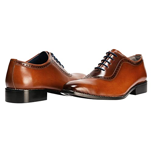 Image of LIBERTYZENO Mens Burnished Toe Genuine Leather Adults Lace Up Oxford Dress Shoes for Easter Gift