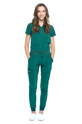 Dagacci Medical Uniform® Scrub Set – V-Neck Scrub Top & Elastic Jogger Pant Scrubs for Women Set and Men Unisex 8 Pockets