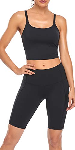 Image of Oalka Sports Bra Womens Longline Padded Crop Yoga Tank Tops
