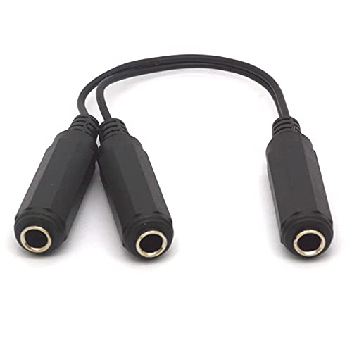 Cable divisor de audio 6.35mm, conector estéreo a doble TS miniatura 4