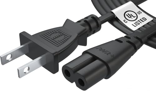Pwr AC Cable Replacement Power Cord 2 Prong 6 Feet (Black)