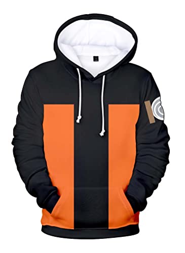 Syqiya Anime Sweatshirt Impression 3D Pull à Capuche Uzumaki Cosplay Costume Homme Femme Unisexe Orange/C L (Chest 110cm) Cover