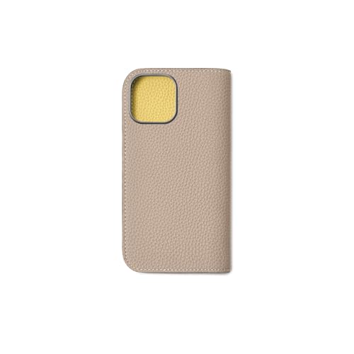 【BONAVENTURA】(for iPhone16) ダイアリーケース シュリンクレザー [グレージュ x イエロー ] スマホケース ヨーロッパ最高級レザー 本革 MagSafe対応 プレゼント ギフト BODT16-GGYE