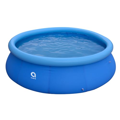JLeisure Avenli 17808 12 Feet x 30 Inch Round Inflatable Outdoor Swimming Pool for Kids Ages 6 and Up, Small Above-Ground Pool, Blue