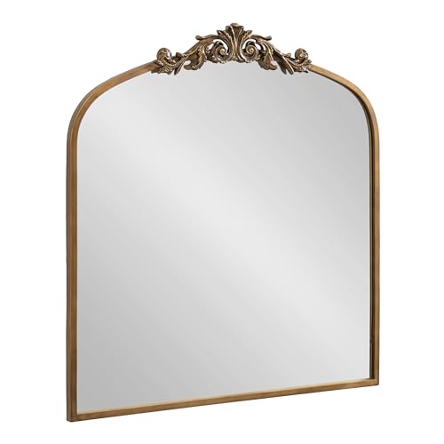 Image of Kate and Laurel Arendahl Ornate Traditional Square Arched Mirror; 28 x 30; Antique Gold; Decorative Baroque Style Arch Vintage Mirror with Wide Frame and Ornamental Crown