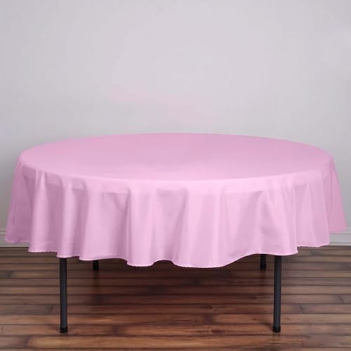 Efavormart Round Tablecloth, 90 Inch Stain & Wrinkle Resistant Washable Table Cloth, Decorative Polyester Fabric Table Cover for Banquet, Wedding, Dining- Pink