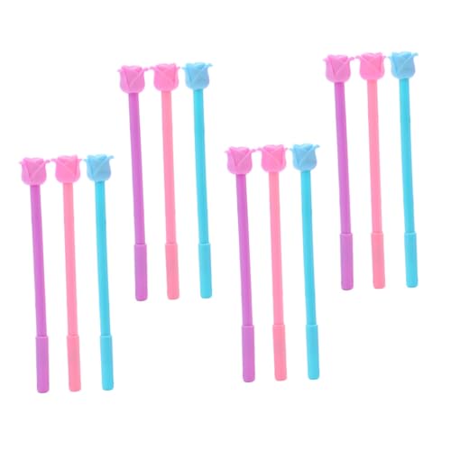 Baluue 12 bolígrafos de tinta gel 0.5mm flor rosa