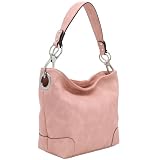 Hobo Shoulder Bag with Big Snap Hook Hardware (Pink)