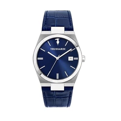 Trussardi Orologio Uomo, Tempo, Data, Analogico, 40 mm, Collezione T-MILANO, Pelle Naturale Croc