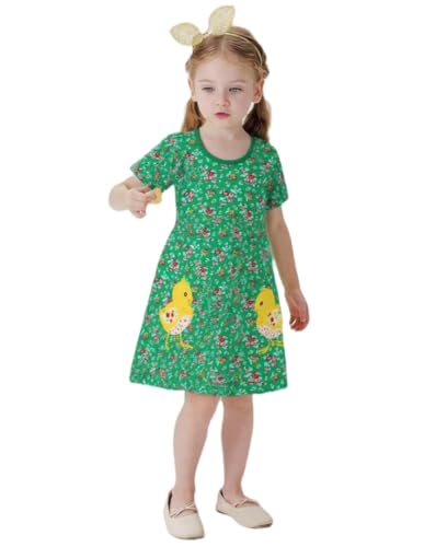 HILEELANG Toddler Girl Easter Dress Summer Cotton Casual Sleeveless Playwear Beach Sundress