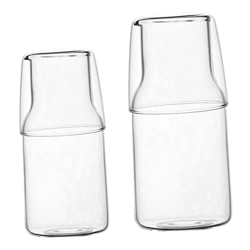 Alipis 2 Juegos Jarra de agua de vidrio ice tea the office decoración botella de agua de viaje y tetera de cristal del dormitorio jarra de agua junto a la cama Vidrio de alto borosilicato
