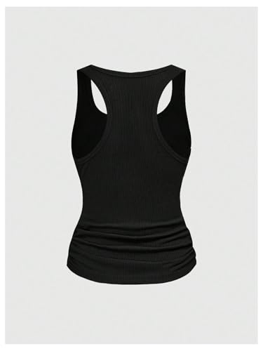 SOLY HUX Women's Punk Studded Ruched Tank Top Scoop Neck Sleeveless Fitted Grunge Tops Streetwear2