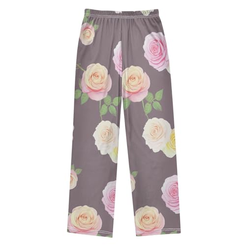 J JOYSAY Blooming Roses Floral Taupe Pajamas Pants Soft Long Pajama Bottoms Lounge Sleep Pants Size S-XL2