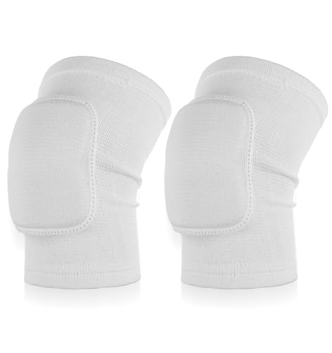 ValueBargain White Knee Pads, 7.87 * 4.53 Inch Girls Volleyball Knee Pads Volleyball for Men, Thicken Sponge Pad for Youth Men Women Girls Kids Fitness (White)