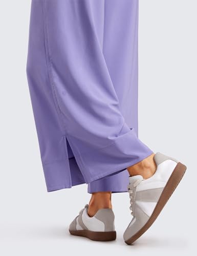 Image of CRZ YOGA Lightweight Wide Leg Crop Pants 25 inch | Casual, Travel, Comfy, Soft, Split, Loose Fit, Pockets, for Women