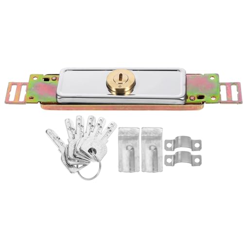 HOLIDYOYO ガレージドア用高耐久属製鍵付きローリングシャッター扉錠 高強厚肉加工 銅製防犯シリンダー付き 倉庫扉の 管理に