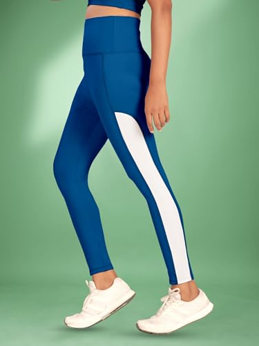 Image of Women's Polyester Blend Yoga Pants with High Rise Waist Stretch Fit Design Side Patti Slim Fit Style and Standard Length | Workout Track Pants | Joggers for GymRunning | Sports Top