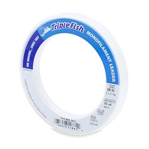 Image of Triple Fish Monofilament Fishing Leader - Clear, Camo Strong Tough Leader Material for Big Game Fishing, Up to 400lb Test