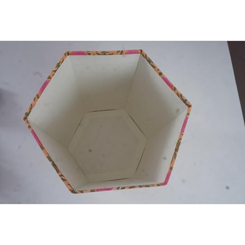 Image of Floral Hand Block Printed 3.3 Gallon Decorative Waste Basket - Eco-Friendly Cardboard Trash Can, Plastic-Free & Sustainable, Perfect for Christmas and Housewarming Gifts (1, Rose FLOWAR)