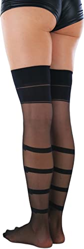 Image of ToBeInStyle Women's Sheer Two Tone Thigh Hi Stocking W /Back Seam