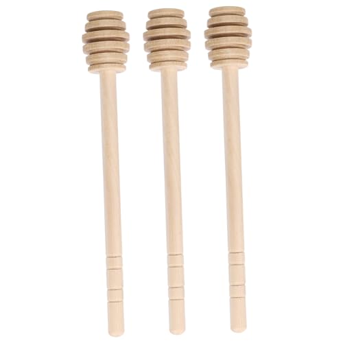 BRIGHTFUFU Elegant Wooden Honey Sticks 3pcs Reusable Honey Dippers for Kitchen Tea