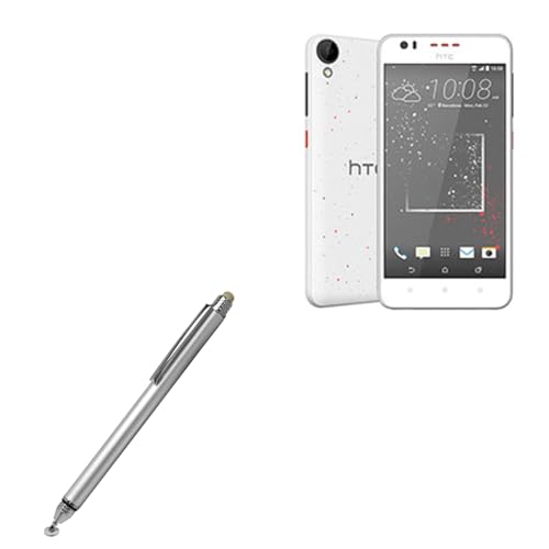 BoxWave Stylus Pen Compatible with HTC Desire 825 - DualTip Capacitive Stylus, Fiber Tip Disc Tip Capacitive Stylus Pen - Metallic Silver