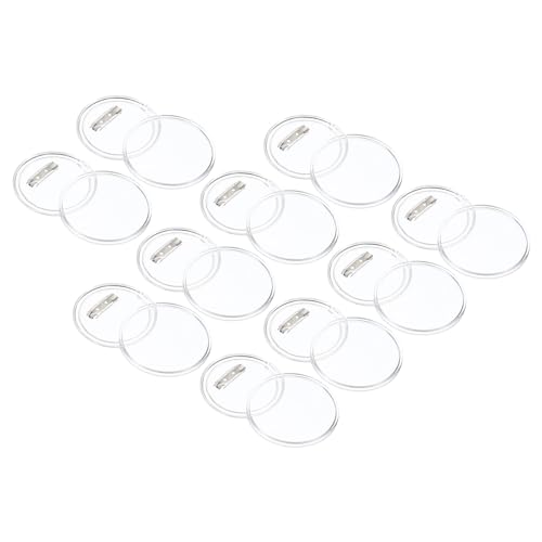 PATIKIL 1.72inch Acrylic Button Pin Badge, 10 Set Round Pin Blank Buttons Badges Kit for Craft Supplies DIY Badges, Clear