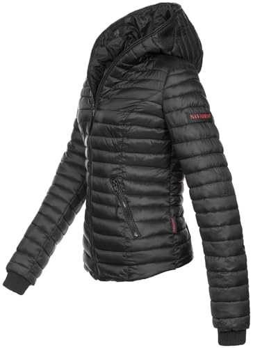 Navahoo Damen Übergangs Stepp Jacke mit Kapuze B348 [B348-Kimuk-Schwarz-Gr.L]