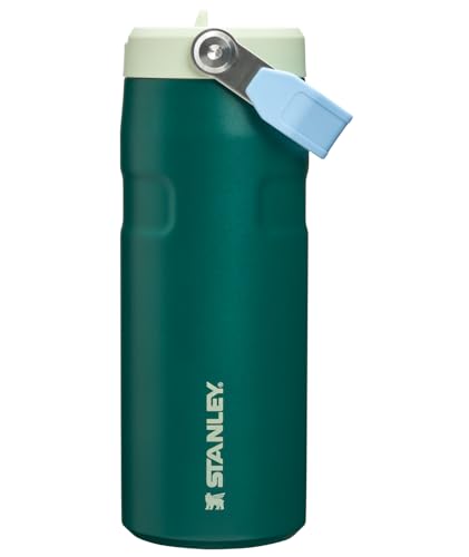 Image of STANLEY IceFlow Flip Straw 2.0 Water Bottle 16 oz | Built-In Straw with Larger Opening | Lightweight and Leak Resistant | Insulated Stainless Steel | BPA-Free | Emerald Honeydew