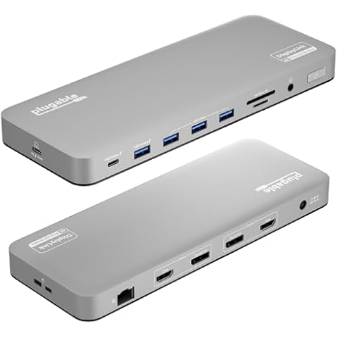 Plugable USB C Laptop Docking Station, Dual Monitor 4K 60Hz for Apple Mac M1/M2/M3/M4, 2X HDMI or 2X DisplayPort, 100W Charging DisplayLink Dock, 2 Displays for MacBook, Driver Required (UD-6950PDH) Cover